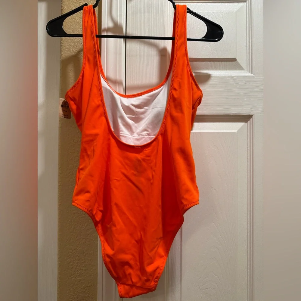PINK Victoria's Secret Vibrant Orange One-Piece Swimsuit NWT - Picture 2 of 10